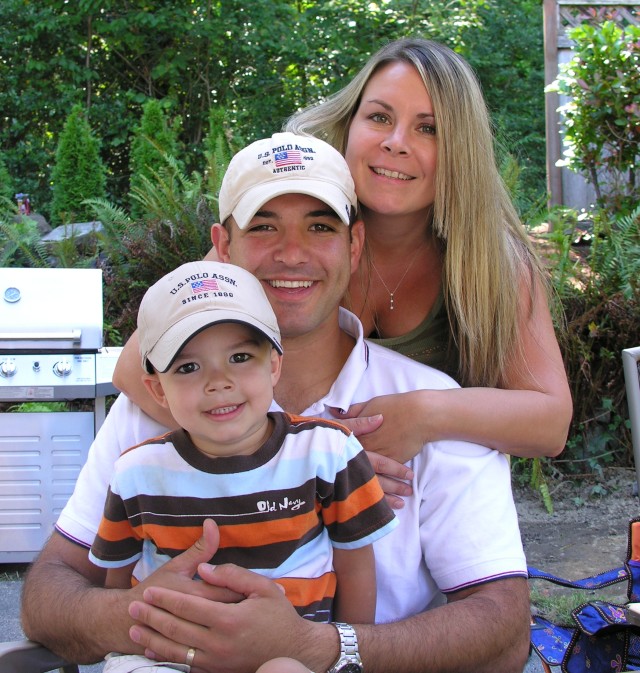 Leroy Petry with his wife Ashley, and their son