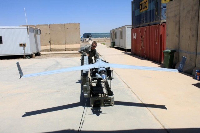 Soldier inspects ScanEagle