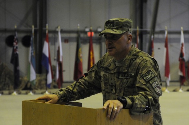 Lt. Gen. Scaparrotti, I Corps begins mission, uncases colors in Afghanistan