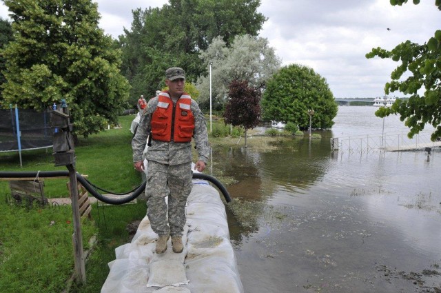 Patrolling Mandan dike