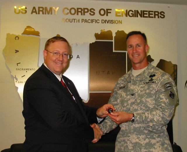 AFCEE Director Receives Command Coin From USACE South Pacific Division Commander