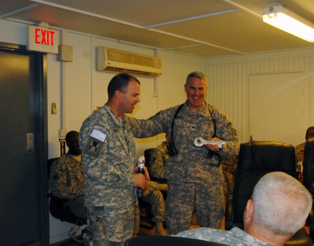 4th STB relinquish command of Mayor Cell to Eng. Bde.