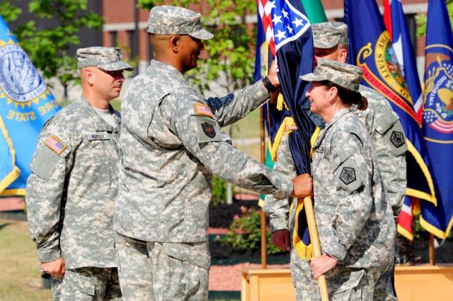 The 65th Adjutant General of the Army accepts colors