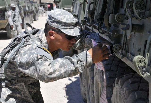 3-2 SBCT transport Strykers to NTC