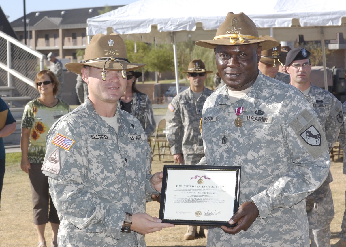 Outgoing Maintencance Troop first sergeant receives MSM Article The
