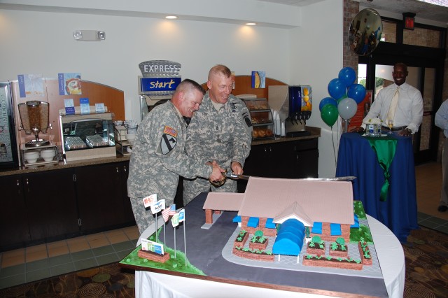 Cutting the cake at Fort Polk