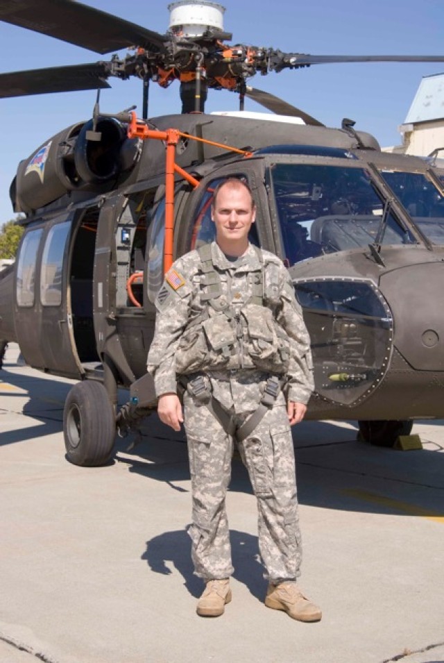 Test Pilot Maj. Carl Ott with fly-by-wire Black Hawk