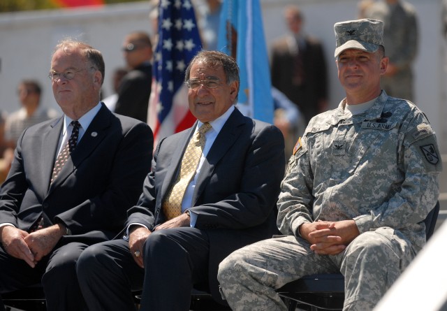 Panetta, Farr, and Col. Pick at Soldier Field