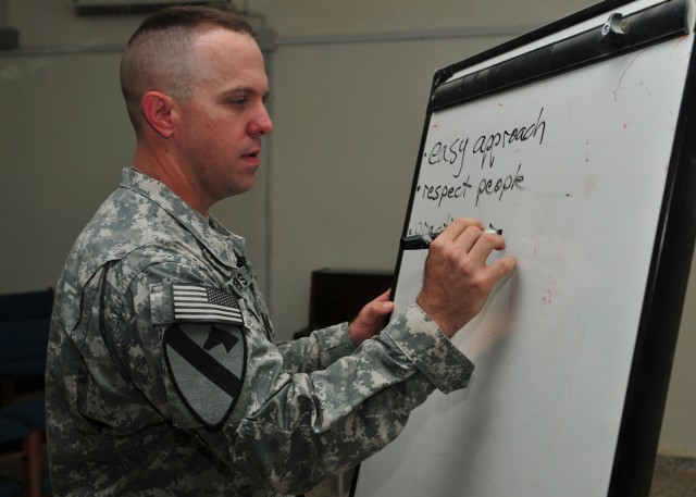 Chaplain teaches Soldiers during a class