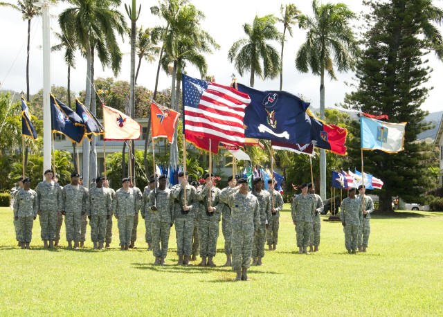 Command Sergeant Major Frank Leota directs the formation