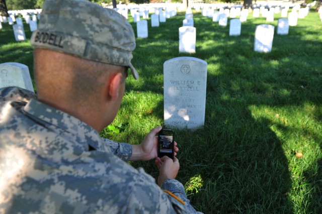 Photographing headstone with smartphone