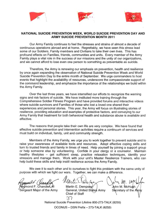 2011 Suicide Prevention Month tri signed letter