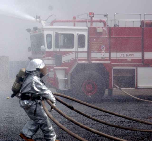 Firefighter training at Camp Lemmonier, Djibouti