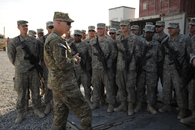 Terry speaks to troops