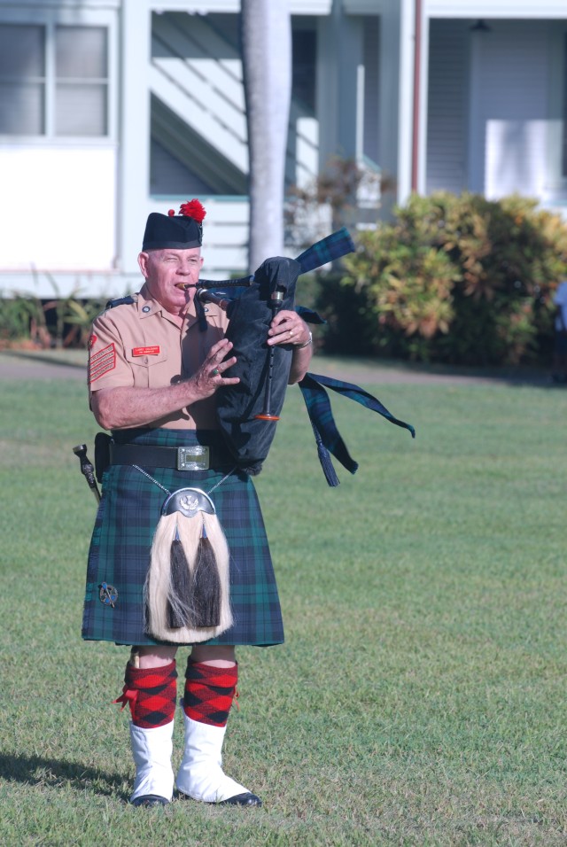 Pipe major plays Amazing grace during ceremony