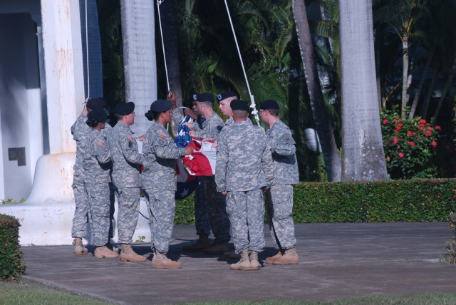 Remembrance ceremony flag folding