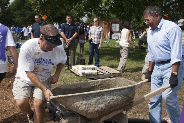 SecDef, volunteers build Fort Meade playground to remember 9/11