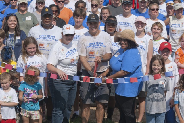 SecDef, volunteers build Fort Meade playground to remember 9/11