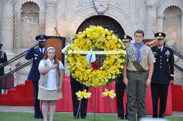 U.S. Air Force Air Education and Training Commander Gen. Edward A. Rice, Jr., Girl Scout Gold Star Award-winner Jessica Clayton, SAFD Chief Charles Hood, SAPD Chief William McManus, Eagle Scout matthe