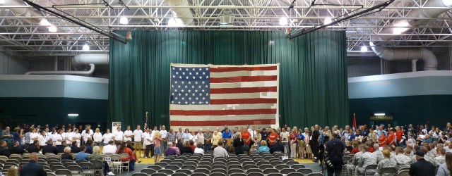 Soldiers, first responders, citizens stitch 9/11 memorial flag in Joplin