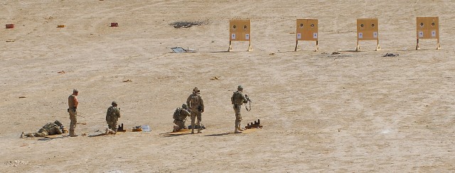 Air Cav troopers take aim with German firepower during small arms range