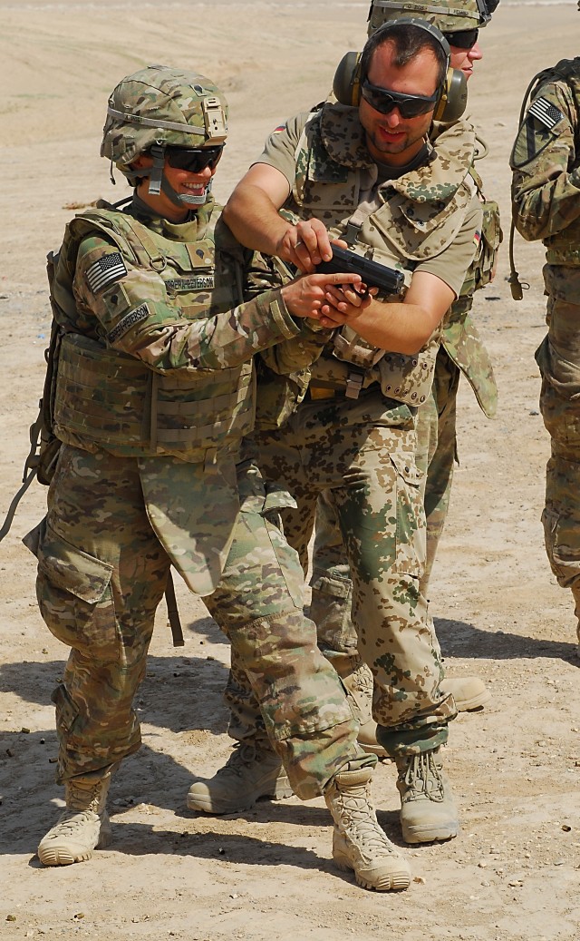 Air Cav troopers take aim with German firepower during small arms range