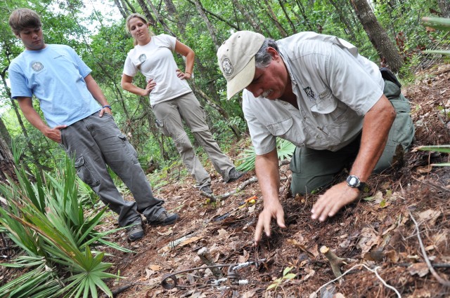 Setting a bear snare at Camp Blanding