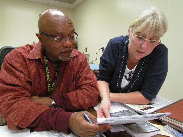 Ed Adams and Barbara Moudy Review Plans For Retiree Appreciation Day