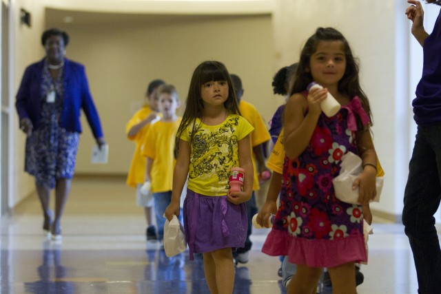 Lunch line at Shughart Elementary School