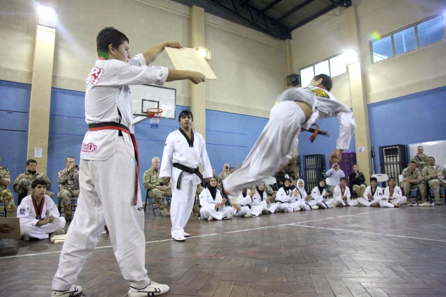 Afghan youth Taekwondo team shows ISAF Kickin' good time
