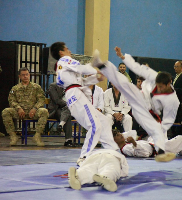 Afghan youth Taekwondo team shows ISAF Kickin' good time