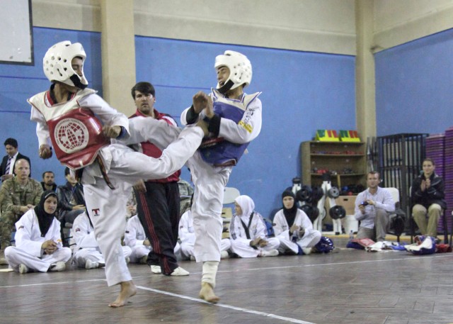 Afghan youth Taekwondo team shows ISAF Kickin' good time