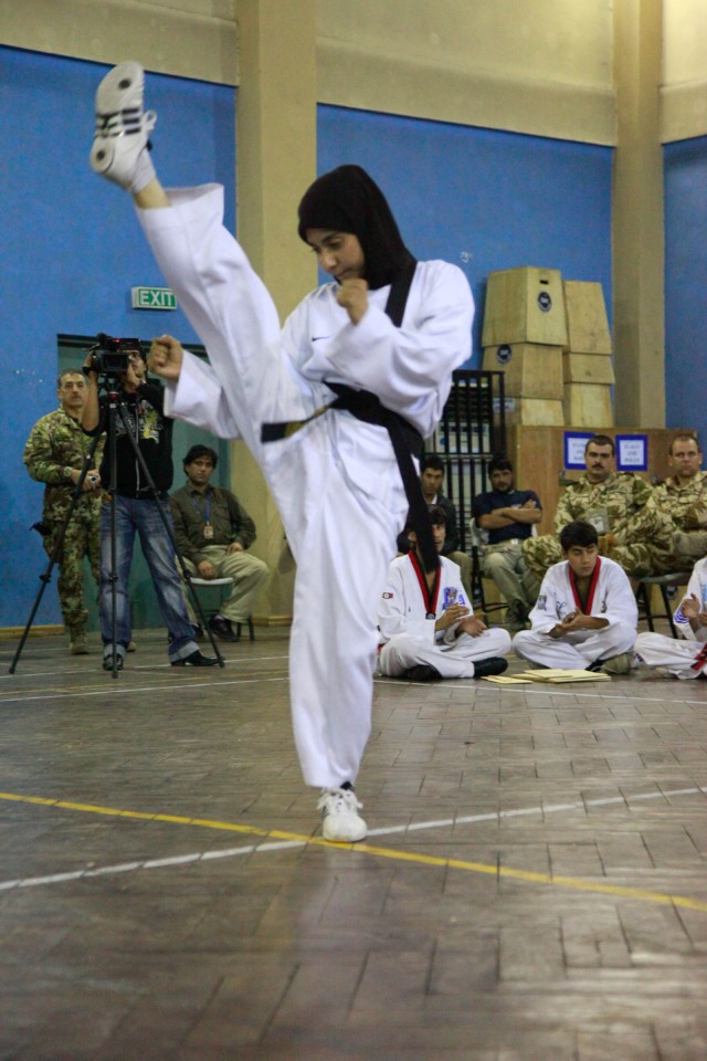 Afghan youth Taekwondo team shows ISAF Kickin' good time