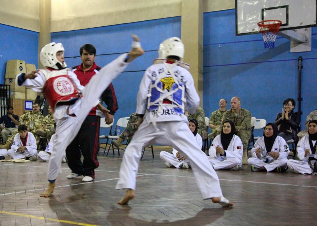 Afghan youth Taekwondo team shows ISAF Kickin' good time