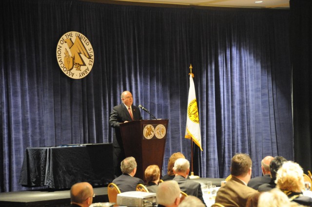 Under Secretary of the Army, HON Dr. Joseph W. Westphal, addresses the audience at AUSA's Department of the Army Civilian luncheon 