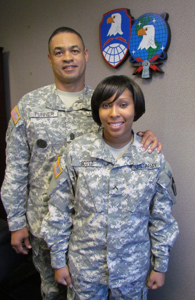 Command Sergeant Major Larry Turner And His Daughter Pvt. Lakisha Scott