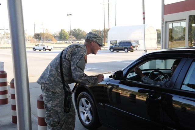 Soldiers man access control points