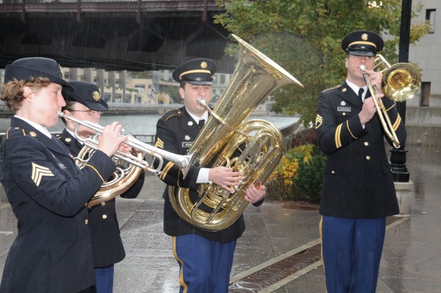 85th Army Band members perform at the Chicago 'Call for Photos' ceremony