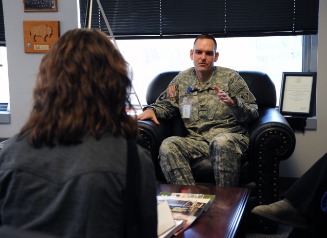 Student interviews Commander of the USACE St. Louis District