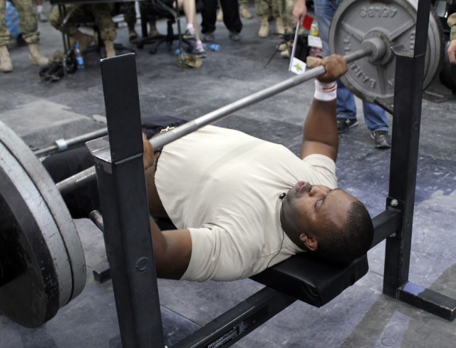 Soldiers push their bodies to the limits during powerlifting competition in Afghanistan