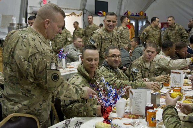 ISAF Joint Command visits Camp Marmal, 1st Air Cav for Thanksgiving
