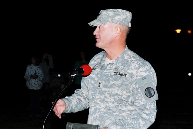 DCG-IMT addresses crowd at Eustis tree lighting ceremony