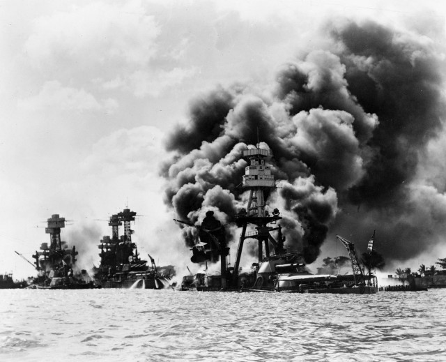 USS Arizona sinks in Pearl Harbor
