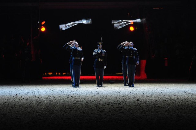 U.S. Army Drill Team performs at British Military Tournament