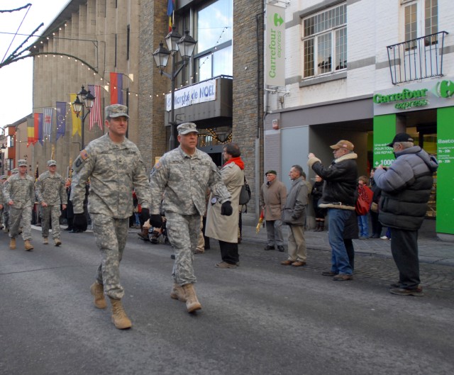 Soldiers in Battle of Bulge parade