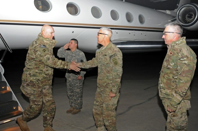 Army Chief of Staff Gen. Raymond Odierno arrives on Kandahar Arifield