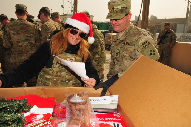 USO partners with TF-Resolute to bring holiday gifts to Soldiers