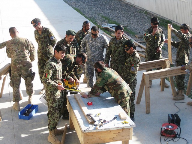 Afghan engineers learn basic carpentry skills