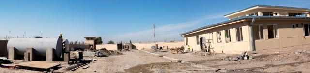 Panorama of construction at the Afghan National Police district headquarters in Nawa district