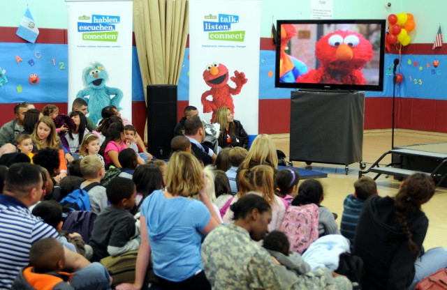 Military families watch Sesame Street